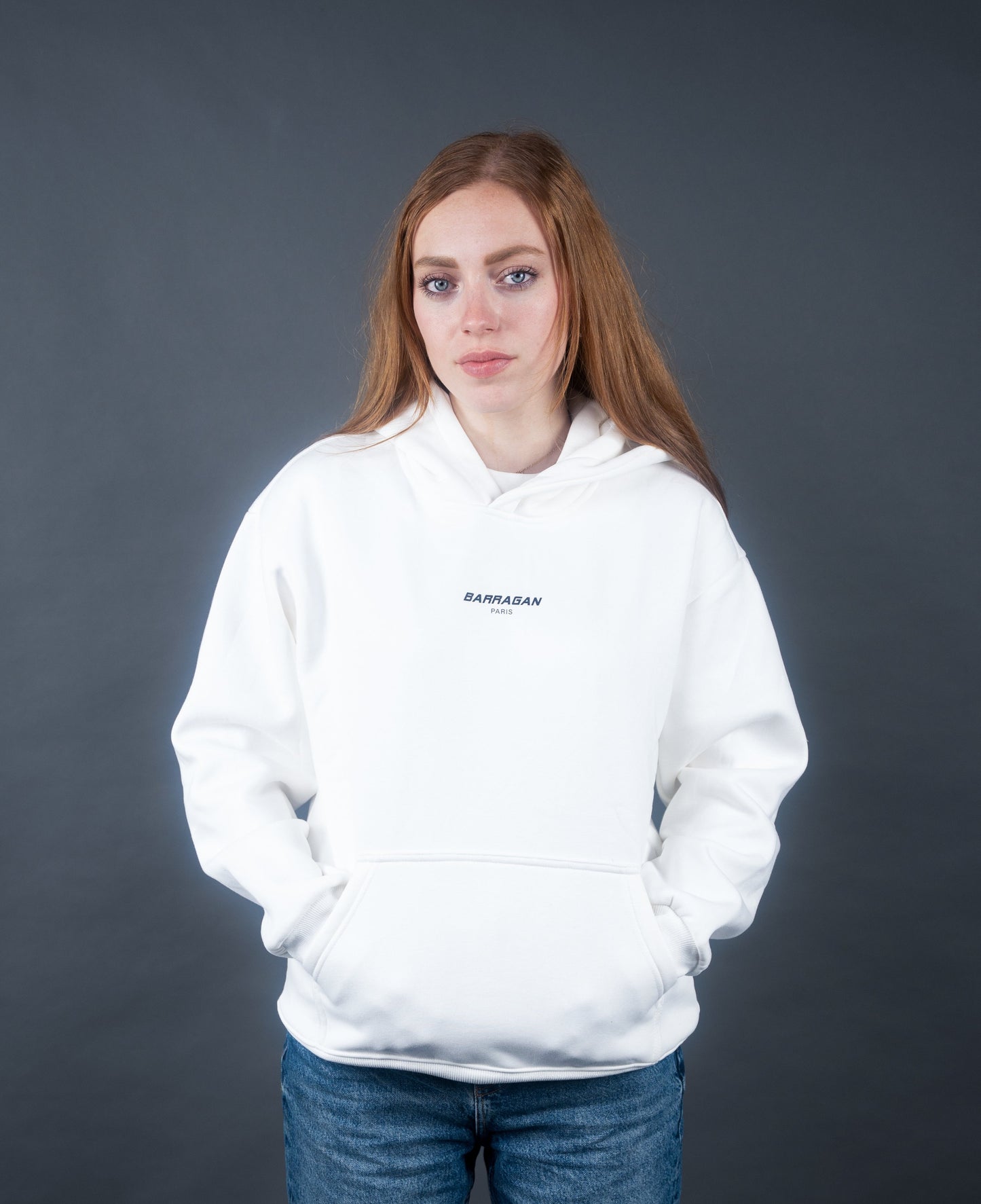 Sweat-shirt à capuche blanc et vert