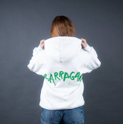 Sweat-shirt à capuche blanc et vert