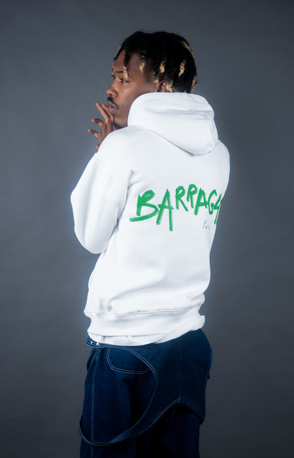 Sweat-shirt à capuche blanc et vert