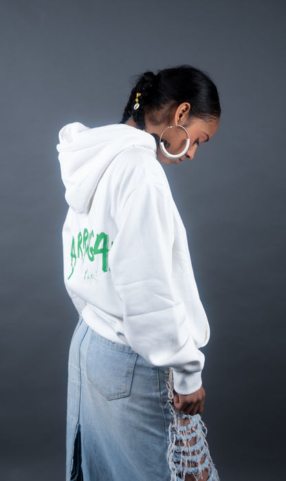 Sweat-shirt à capuche blanc et vert