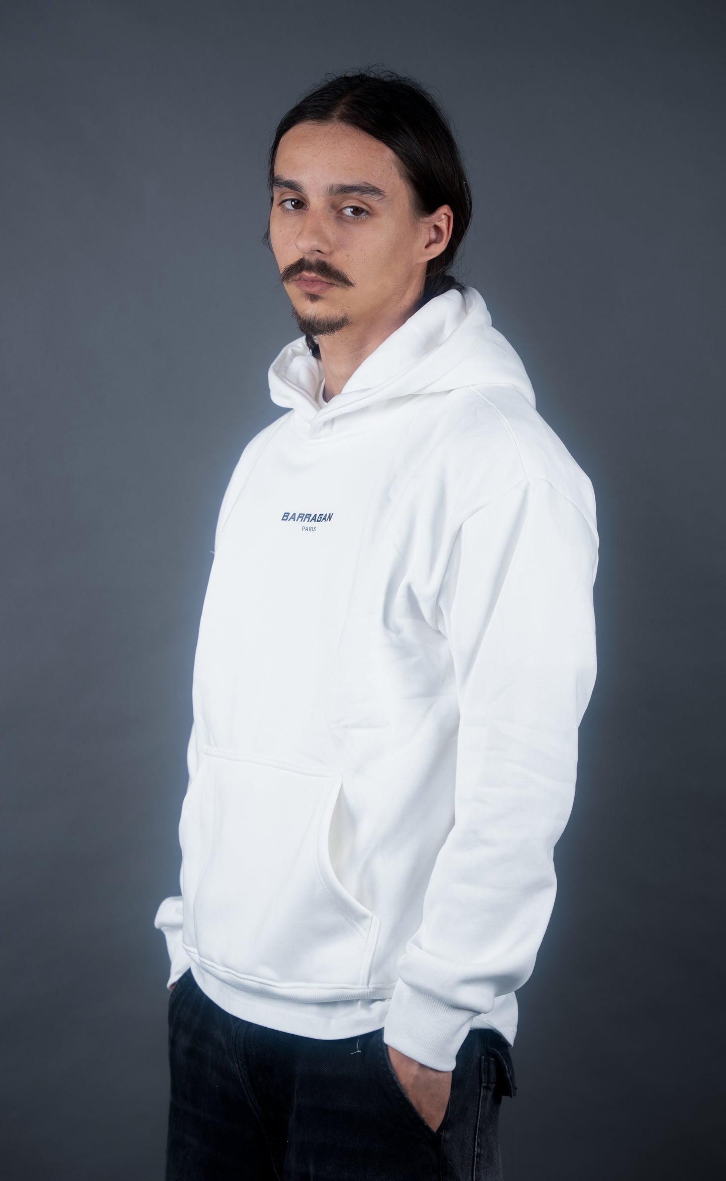 Sweat-shirt à capuche blanc et vert