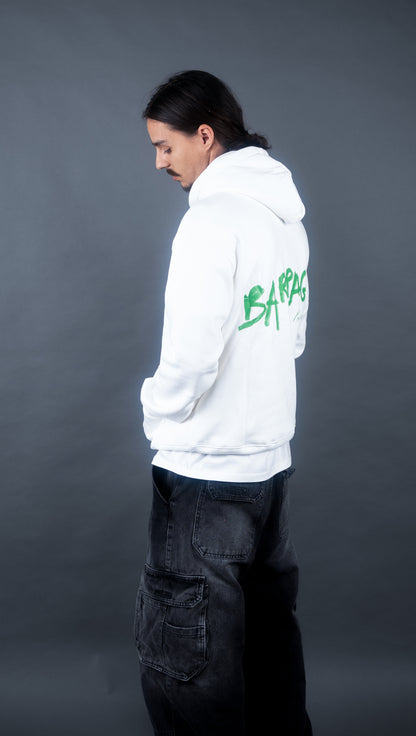 Sweat-shirt à capuche blanc et vert